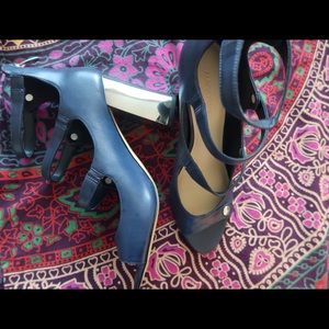 MARC FISHER. Navy Blue strappy heels.